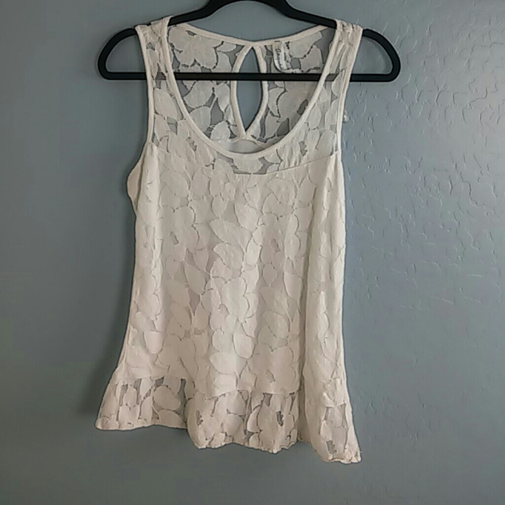 Aeropostale white lace top, Size L